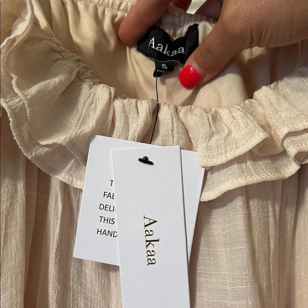 Aakaa Cream Ruffled Dress - Picture 2 of 3
